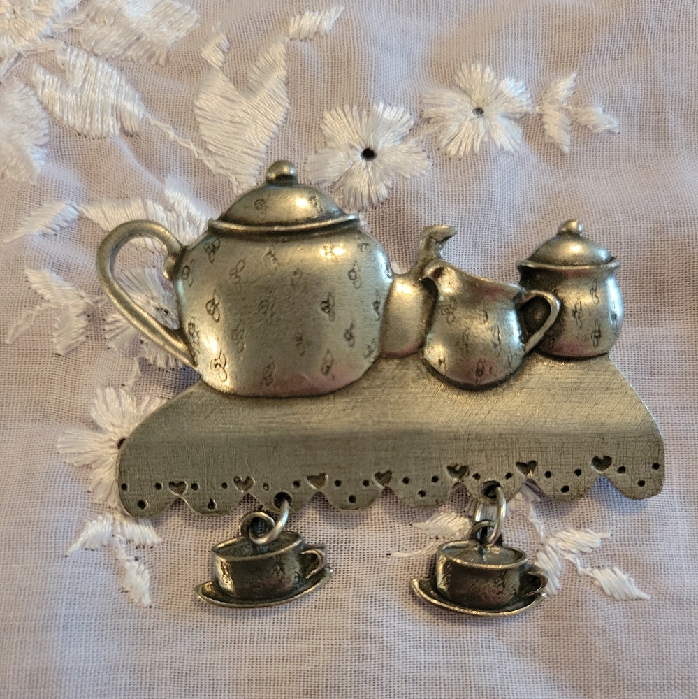 Vintage Danforth Pewter Teapot Brooch